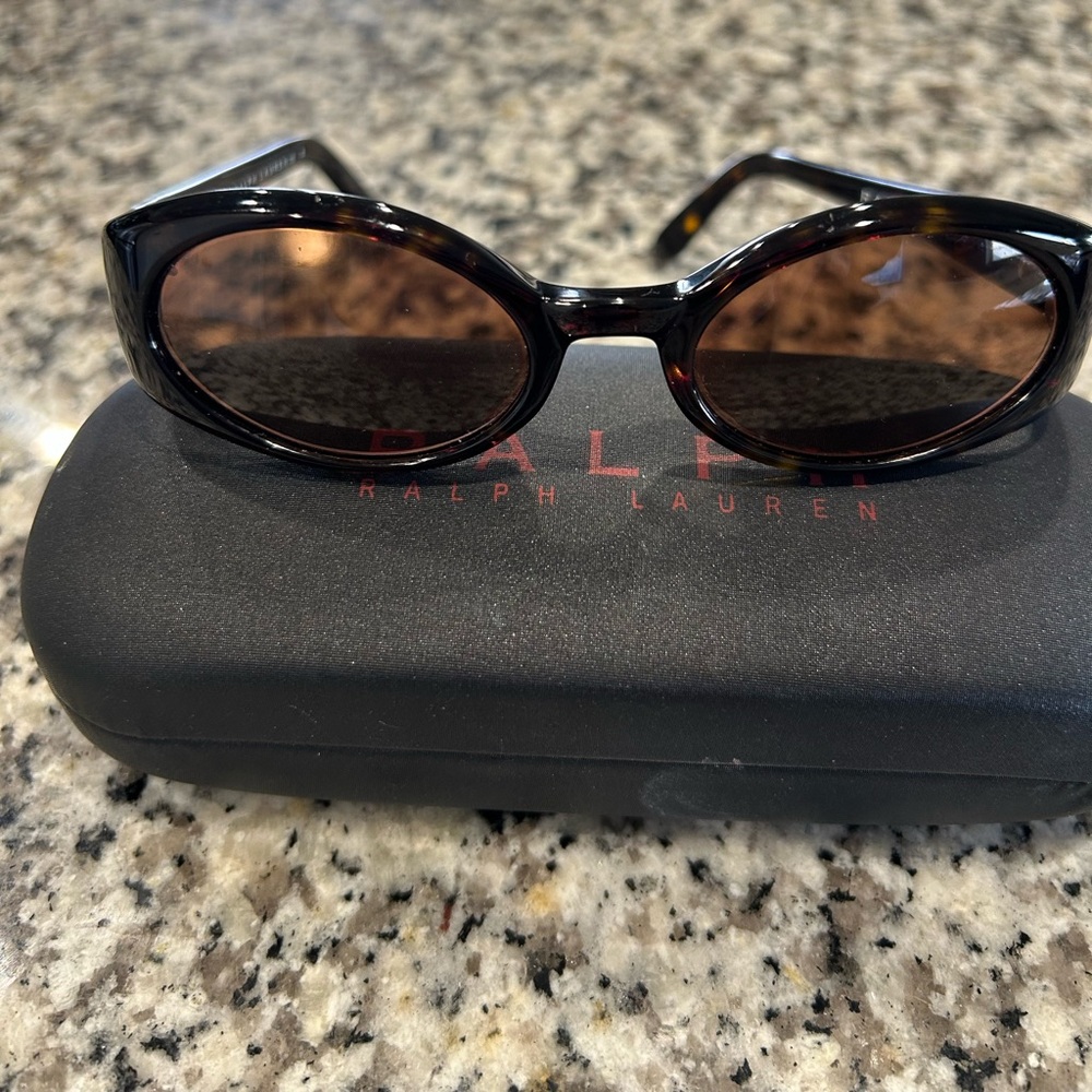 Ralph Lauren Tortoiseshell Oval Sunglasses with Brown Lenses
